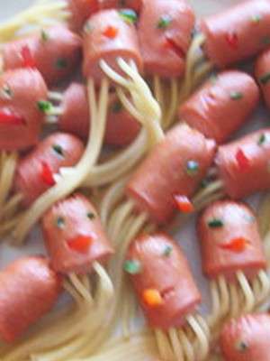 Детские спагетти с сосиками