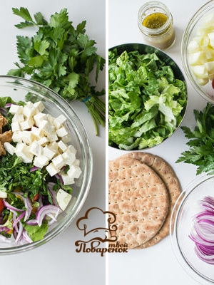 Греческий салат с сухариками - классический рецепт
