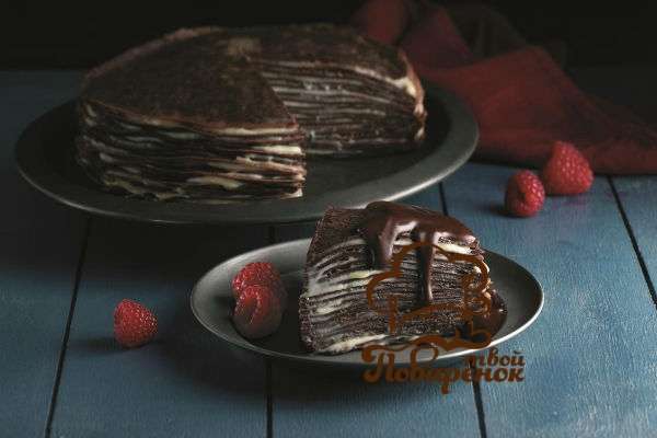 Как сделать вкусные шоколадные блинчики в виде торта