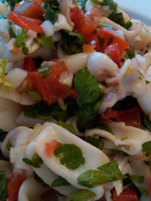 Рецепт салата "Морская жемчужина" с кальмарами