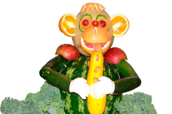 Как сделать обезьяну из фруктов на Новый год
